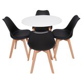 Kit 4 Cadeiras Saarinen Preto + Mesa Redonda 70cm branca