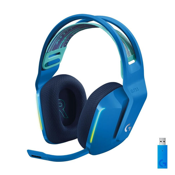 Headset Gamer Sem Fio Logitech G733 7.1 Dolby Surround RGB com Blue Voice para PC e PlayStation Azul image number null