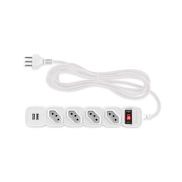 Protetor Eletrônico c- 4 Tomadas e 2 USB Intelbras EPE 204 USB BR + image number null