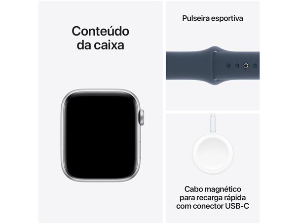 Apple Watch Se Gps + Cellular Caixa Prateada De Alumínio 44mm Pulseira Esportiva Azul-tempestade P-m  - Prateado image number null