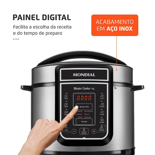 Panela de Pressão Elétrica Mondial  Digital Master Cooker PE-38 PANELA ELÉTRICA PRESSÃO-220V-PRETO-INOX image number null