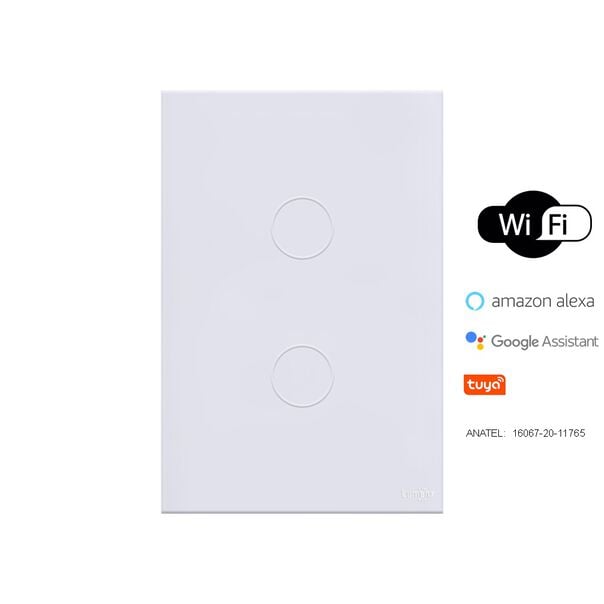 Interruptor Touch Glass 2 Botões Wifi Lumenx 4x2 Branco image number null