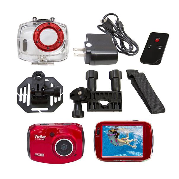 Kit c/ Câmera filmadora de ação Full HD Vermelha + Kit image number null