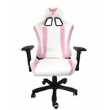Cadeira Gamer Raven X-10  Branca e Rosa  Com Almofadas  Reclinável  Descanso de Braço 4D  Estrutura em Metal