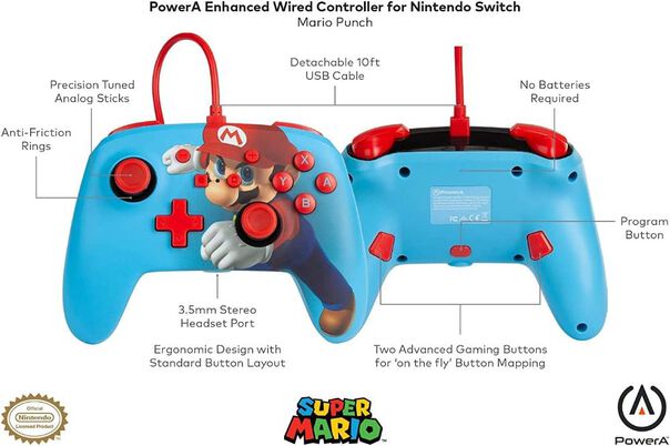 Controle Powera Wired (com Fio) - Mario Punch - Switch image number null