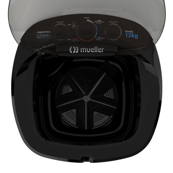 Tanquinho Máquina de lavar roupa Semiautomática Mueller Family com Aquatec 12kg Preta - 127V - Preto image number null