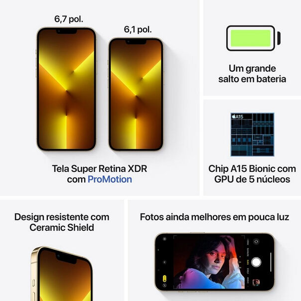 iPhone 13 Pro Max Apple 1TB Tela 6.7 Polegadas Câmera 12MP iOS - Dourado image number null