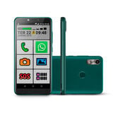 Celular do Idoso verde 4G com letras grandes 64GB SOS OB027A