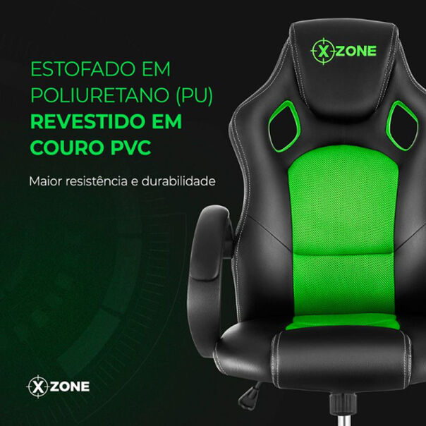 Cadeira Gamer Básica CGR-02 Xzone Preto com Verde image number null