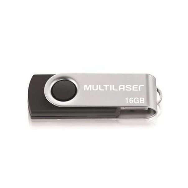 Pen Drive Multilaser Twist USB 2.0 16GB Preto e Prata PD588 image number null