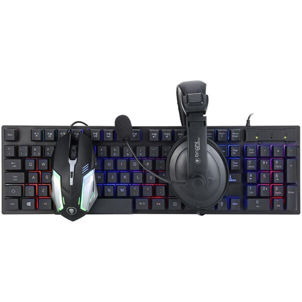 Kit Teclado Mouse Headset Usb Bright Combo Gamer 0543 image number null