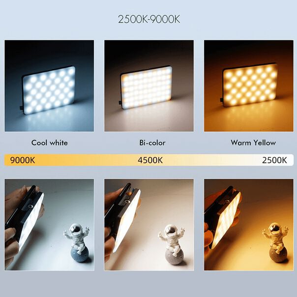 Iluminador LED Portátil Mamen V11 Mobile Video Light 5W BiColor 2500K-9000K para Smartphones e Tablets image number null