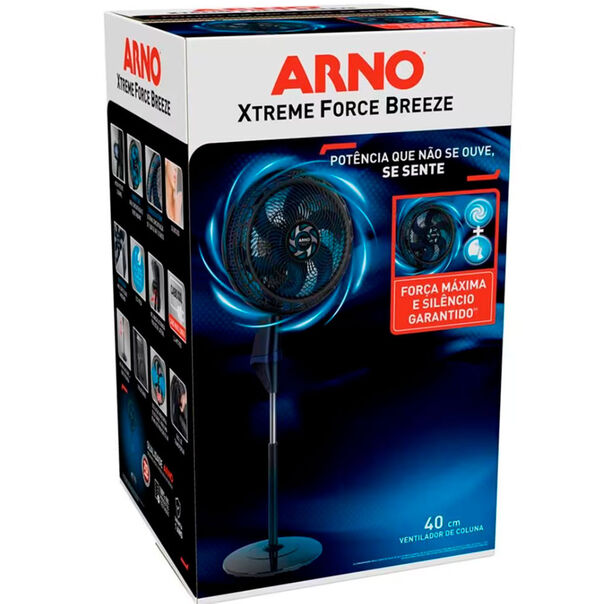 Ventilador de Coluna Arno Xtreme Force Breeze VB4C 40 cm com 3 velocidades e 6 Pás - Preto/Azul - 110V image number null