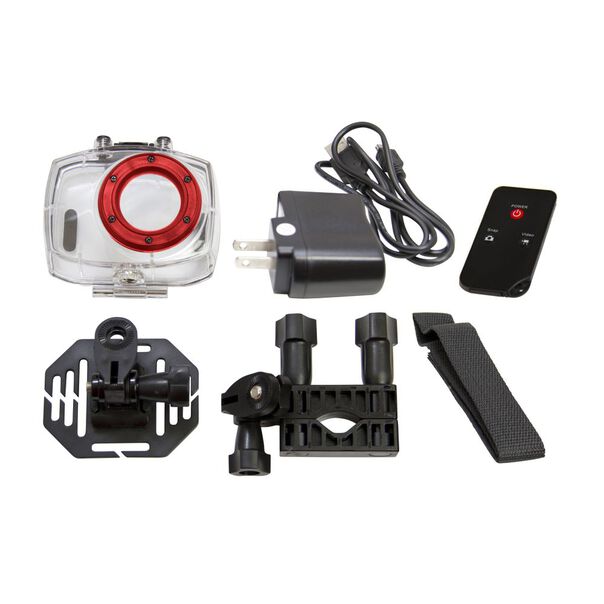 Câmera filmadora de ação Full HD com caixa estanque e acessórios Vermelha image number null