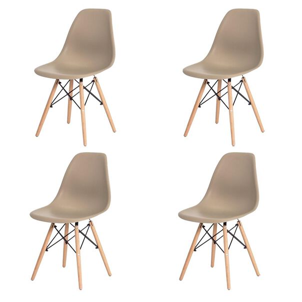 Kit 4 Cadeiras Charles Eames Eiffel Nude Base Madeira image number null