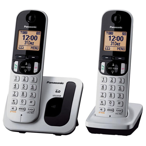 Telefone sem Fio Panasonic KXTGC212LB1 Viva Voz Identificação de Chamadas Dect 6.0 + 1 Ramal - Prata image number null