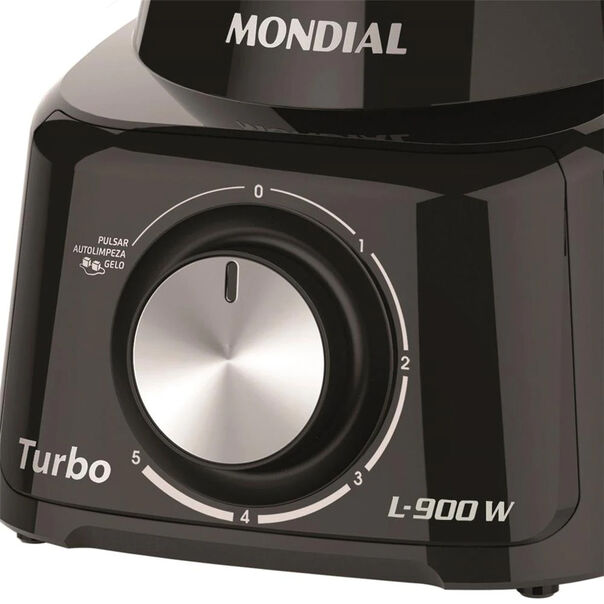 Liquidificador Turbo Full Black L900FB 900W com 5 Velocidades Mondial - Preto - 110V image number null