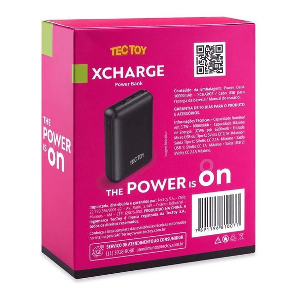 Carregador Portátil Power Bank Xcharge TECTOY 10000MAh image number null