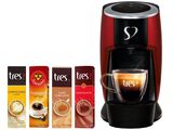 Kit Cafeteira Espresso TRES 3 Corações Touch Vermelha + 40 Cápsulas com 4 Sabores - 220V