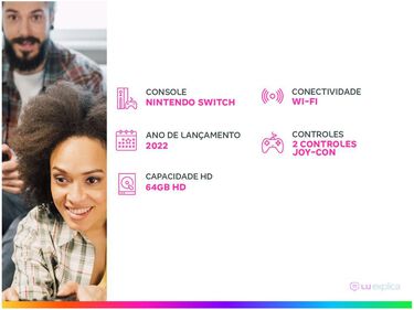 Nintendo Switch OLED 64GB Branco 2 Controles Joy-Con 7.0” + Bateria para Nintendo Switch HyperX image number null