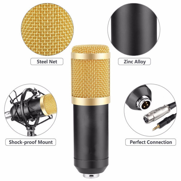 Microfone  Condensador BM800 Dourado image number null