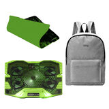 Combo Office - Cooler Gamer com Led Verde Warrior  Mouse Pad Gamer Verde e Mochila Keep Colors 15 6 Pol  Cinza - AC292K AC292K