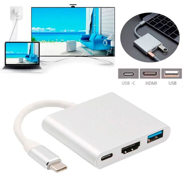 Adaptador OTG MHL Alumínio Tipo-C para HDMI - Micro USB Tipo-C Fêmea - USB-A image number null