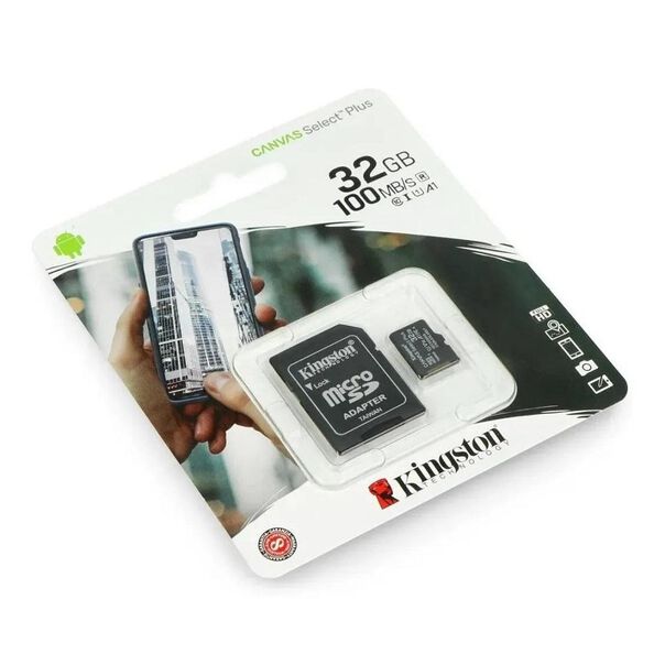 Cartão de Memória 32GB Micro SD Kingston 10 - com Adaptador SD Canvas Select Plus SDCS2 image number null