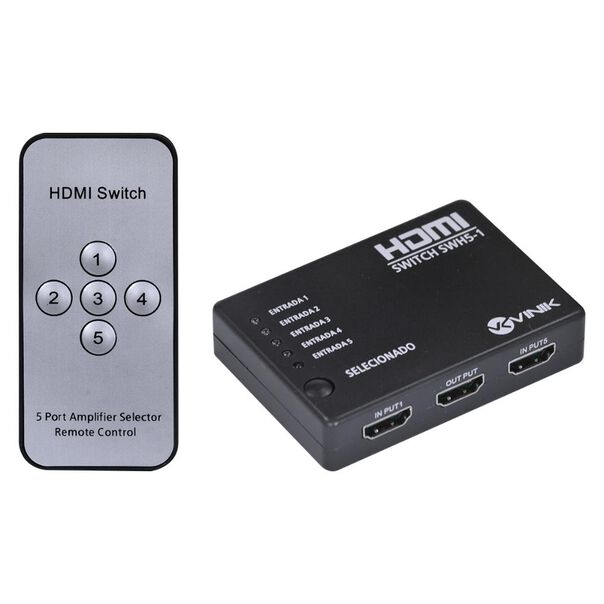 Switch HDMI 5 Entradas 1 Saida 1.3V com Suporte 3D e 1080P - SWH5-1 image number null