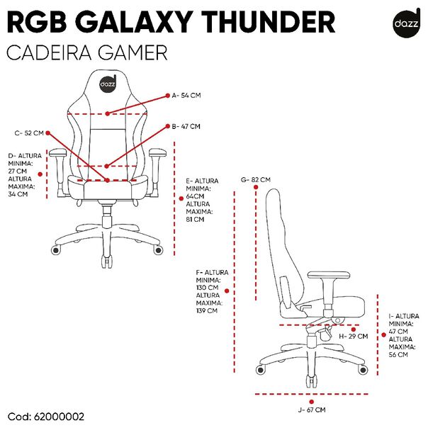 Cadeira Gamer Dazz Rgb Galaxy Thunder 62000002 image number null