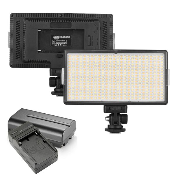 Kit Painel Iluminador LED-416 Slim 30W Bi-Color Video Light com Bateria e Carregador NP-F550 image number null