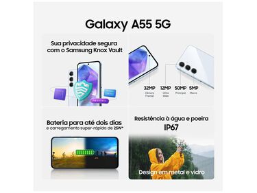 Smartphone Samsung Galaxy A55 128gb Rosa 5g 8gb Ram 6 6” Câm. Tripla + Selfie 32mp Dual Chip image number null