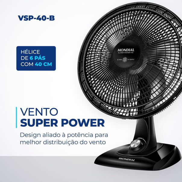 Ventilador de Mesa Mondial - 06 Pás - VSP-40-B VENT 40CM VSP-40-B 127V-60HZ SUPER POWER image number null