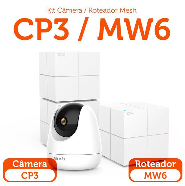 Câmera Babá Cp3 Roteador Tenda Wifi Mesh Giga MW6 C/ 3pçs image number null