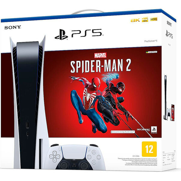 PlayStation 5 Standard Edition Branco + Marvels Spider Man 2 + Controle Sem Fio Dualsense Branco image number null