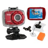Kit c/ Câmera filmadora de ação Full HD Vermelha + Kit