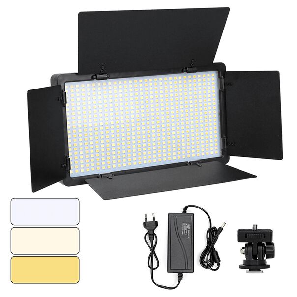 Painel Iluminador Led Somita LED-U800+ 50W BiColor 3200-5600K Video Light com Fonte (Bivolt) image number null