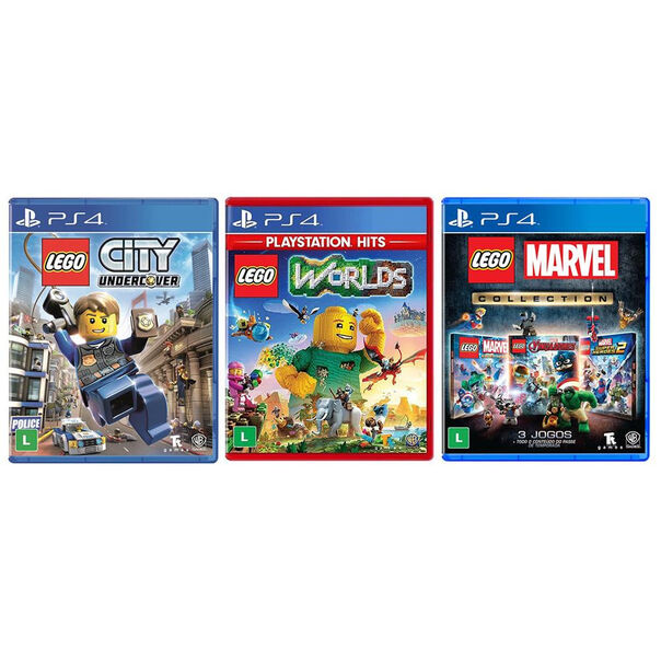 Jogo LEGO Worlds Playstation Hits + Jogo LEGO City Undercover + Jogo LEGO Marvel Collection - PS4 - Colorido image number null