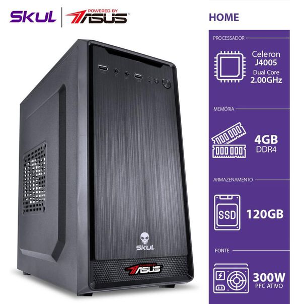Computador Home H100 Powered Asus-celeron J4005 2.00ghz 4gb Ddr4 Ssd 120gb Hdmi Vga Fonte 300w Linux image number null