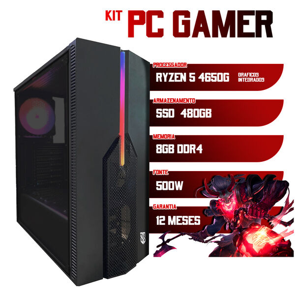PC Gamer Inpower Ryzen 5 4650G 480GB SSD 8GB GPU Radeon Vega 7 RGB - Preto - 100/240 (Bivolt) image number null
