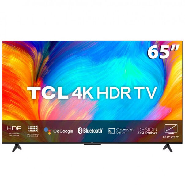 Smart TV LED 65 4K UHD TCL P635 Google TV Dolby Audio HDR10+ WiFi Dual Band Bluetooth Integrado Chromecast - Preto image number null