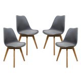 Kit 4 Cadeiras para Sala de Jantar Saarinen Cinza