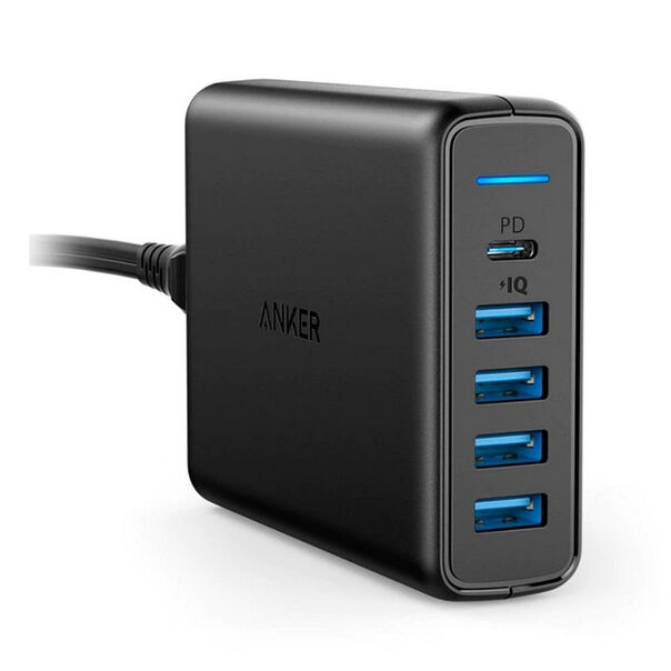 Carregador Anker PowerPort com 4 portas USB e 1 USB-C - Preto - Bivolt image number null