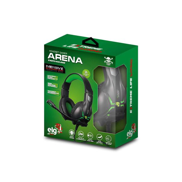Headset Gamer Arena Surround LED Verde 50mW Cabo 2m ELG - HGAR image number null