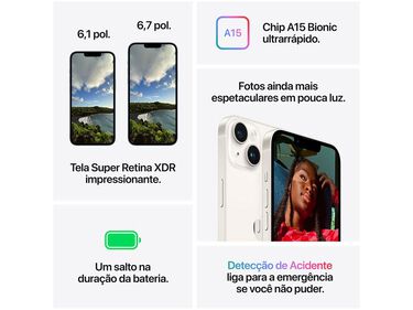 Apple iPhone 14 128GB Roxo 6 1” 12MP iOS 5G  - 128GB - Roxo - iPhone 14 - Tela 6 1” image number null