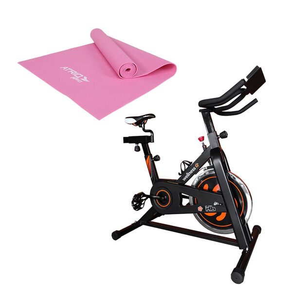 Combo Fitness - Bike Spinning Hb Painel 9kg Uso Residencial e Tapete De Yoga PVC Rosa - ES3120K ES3120K image number null