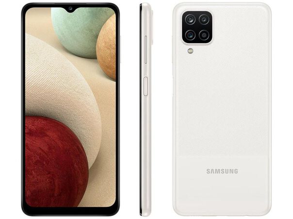 Smartphone Samsung Galaxy A12 64GB Branco 4G Octa-Core 4GB RAM 6 5” Câm. Quádrupla + Selfie 8MP  - 64GB - Branco image number null
