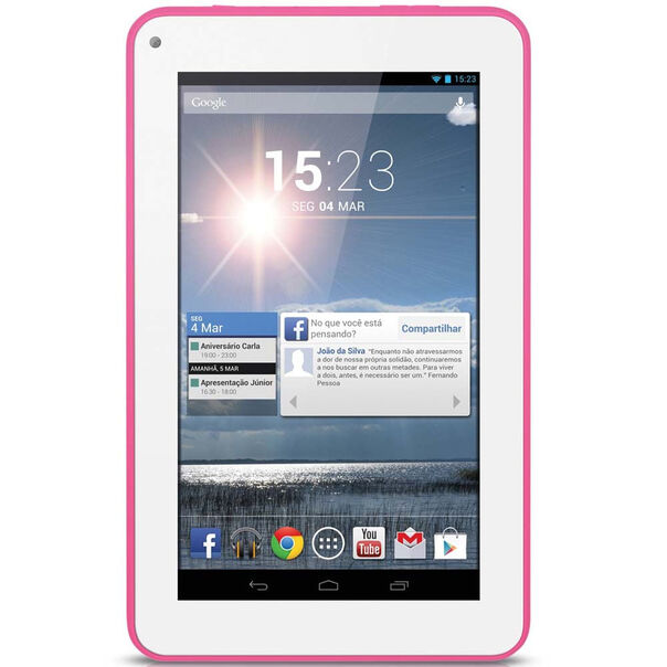 Tablet Multilaser Ml Supra Rosa Dual Core Android 4.4 Kit Kat Câmera 1.3Mp Wi-Fi Tela 7 Memória 8Gb - NB154 NB154 image number null