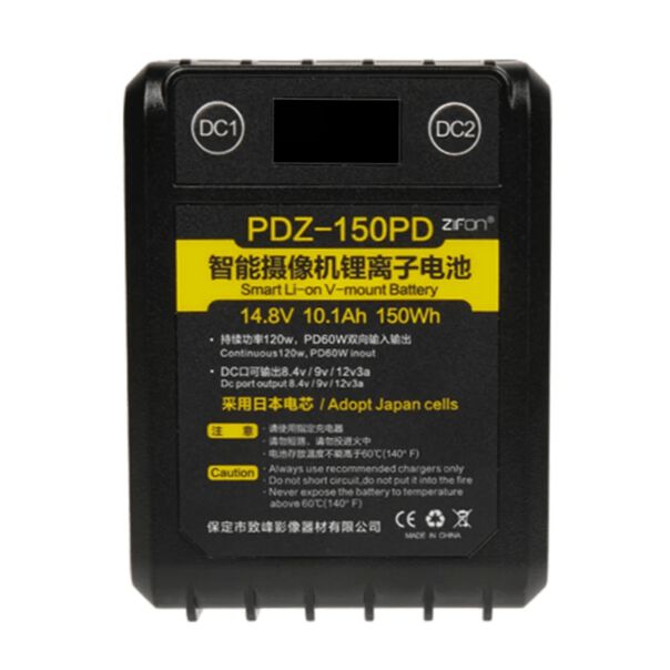 Bateria V-mount Zifon Pdz-150pd Micro 150wh - 14.8v Saídas Usb  Usb-c E D-tap (10100mah) image number null