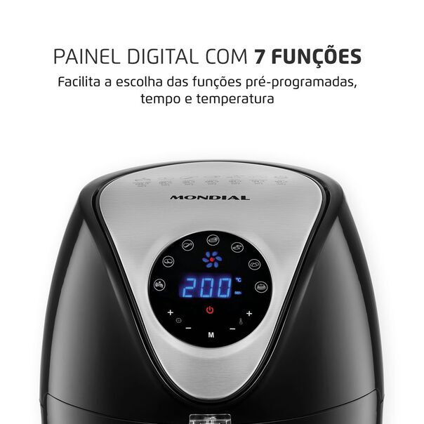 Fritadeira Elétrica Mondial Family IV Inox Digital Touch  AF-30-DI AIR FRYER-220V-PRETO-INOX image number null